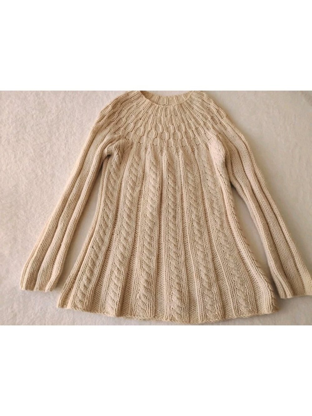Vintage Saks Fifth Avenue 100% Cashmere Sweater Luxury Cableknit Size M Cream